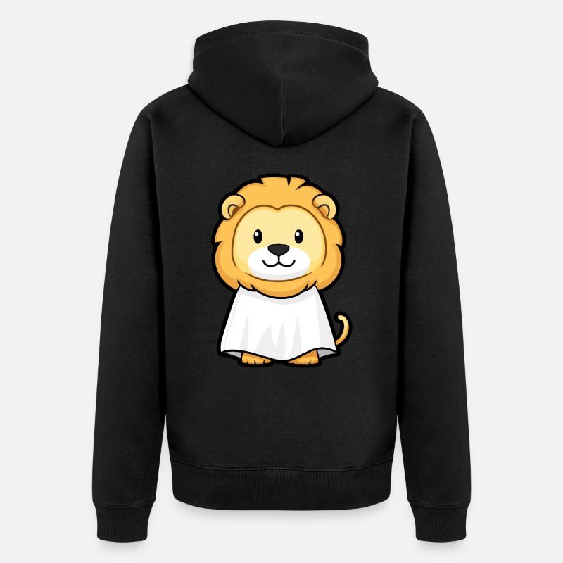 Löwe Halloween Comic Geist - Unisex Premium Bio Zip Hoodie - Schwarz