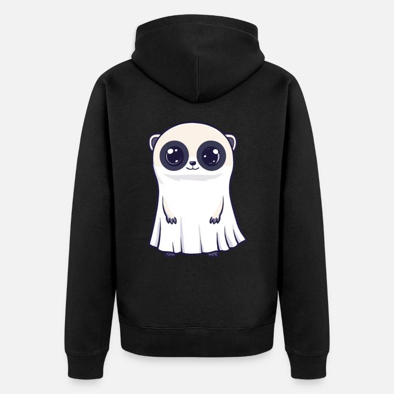 Erdmännchen Halloween Comic Geist - Unisex Premium Bio Zip Hoodie - Schwarz