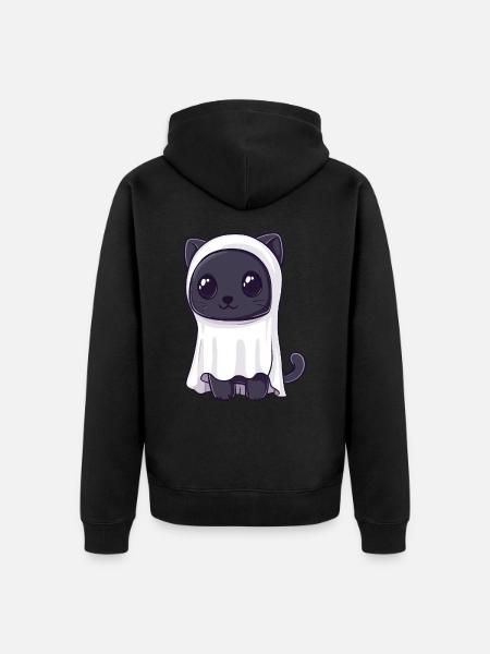 Panther Halloween Comic Ghost - Unisex Premium Organic Zip Hoodie - black