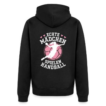 Handball players Handball Sports Handball players - Unisex Premium Organic Zip Hoodie - black - Back - Nico (187cm)