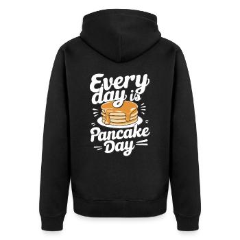 Pancakes Frühstück Essen Pancake - Unisex Premium Bio Zip Hoodie - Schwarz - Hinten - Nico (187cm)