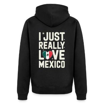 Mexico Mexico Mexican Spanish - Unisex Premium Organic Zip Hoodie - black - Back - Nico (187cm)
