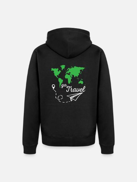 Go Travel - Unisex Premium Organic Zip Hoodie - black
