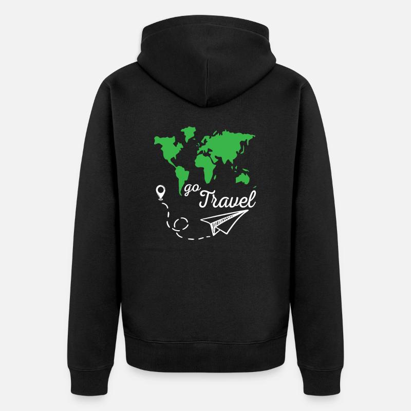 Go Travel - Unisex Premium Bio Zip Hoodie - Schwarz
