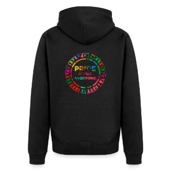Stolz ist für alle da - Unisex Premium Bio Zip Hoodie - Schwarz - Hinten - Nico (187cm)