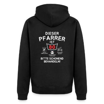 This pastor is 80 years old. - Unisex Premium Organic Zip Hoodie - black - Back - Nico (187cm)