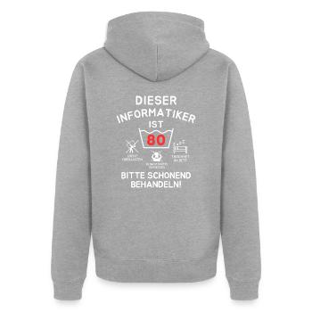 This computer scientist is 80 years old. - Unisex Premium Organic Zip Hoodie - heather grey - Back - Nico (187cm)