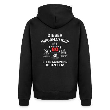 This computer scientist is 80 years old. - Unisex Premium Organic Zip Hoodie - black - Back - Nico (187cm)