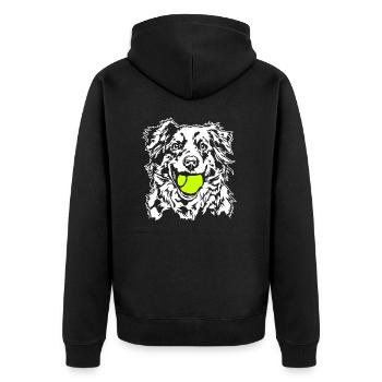 Australian Shepherd Ball Ball Junkie Dogs Wilsigns - Unisex Premium Organic Zip Hoodie - black - Back - Nico (187cm)