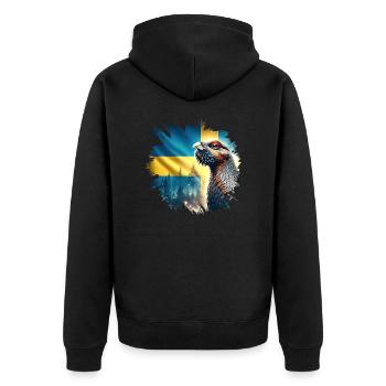 Auerhuhn-Zauber - Gästrikland Landscape Animals Sweden - Unisex Premium Bio Zip Hoodie - Schwarz - Hinten - Nico (187cm)