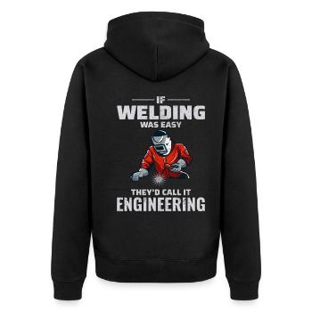 Welding Welder Metal Construction Ironworker - Unisex Premium Organic Zip Hoodie - black - Back - Nico (187cm)