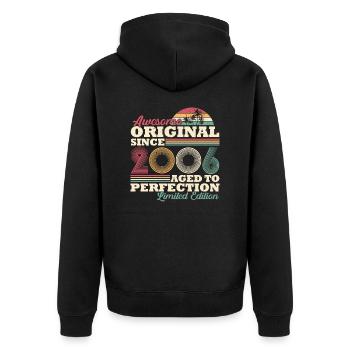 2006 vintage vintage retro cadeau d’anniversaire - Veste à capuche bio Premium Unisexe - noir - Dos - Nico (187cm)