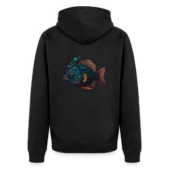 Cool Fish Illustration - Unisex Premium Bio Zip Hoodie - Schwarz - Hinten - Nico (187cm)