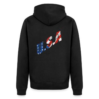 USA - Unisex Premium Organic Zip Hoodie - black - Back - Nico (187cm)