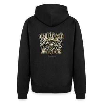 Malt Whiskey Malthead - Unisex Premium Bio Zip Hoodie - Schwarz - Hinten - Nico (187cm)