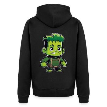 Monstre vert mignon - Veste à capuche bio Premium Unisexe - noir - Dos - Nico (187cm)