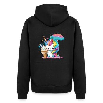 Einhorn-Feenstaub - Lassen Sie sich verzaubern - Unisex Premium Bio Zip Hoodie - Schwarz - Hinten - Nico (187cm)