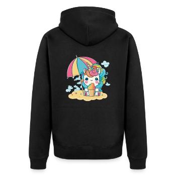 Eiscreme Einhorn - Die süßeste Versuchung - Unisex Premium Bio Zip Hoodie - Schwarz - Hinten - Nico (187cm)