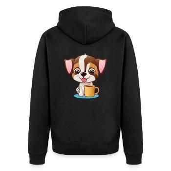A must for every dog lover: happiness with a dog - Unisex Premium Organic Zip Hoodie - black - Back - Nico (187cm)
