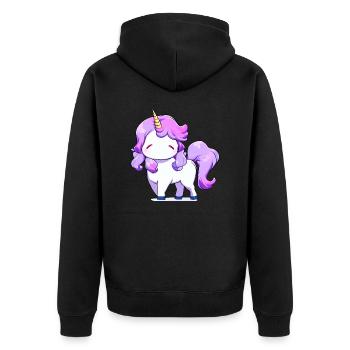 Unicorn Magic: Bright Colors, Vivid Dreams - Unisex Premium Organic Zip Hoodie - black - Back - Nico (187cm)