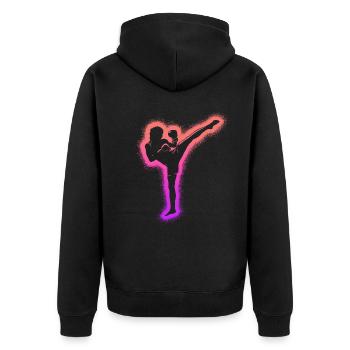 Muay Thai Kickboxer Arts Martiaux Filles Kickboxing - Veste à capuche bio Premium Unisexe - noir - Dos - Nico (187cm)