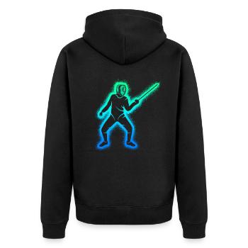 Fechter Fecht Fechtkunst Kinder Herren Fechten - Unisex Premium Bio Zip Hoodie - Schwarz - Hinten - Nico (187cm)