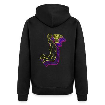 Basketballer Herren Basketball Jungen - Unisex Premium Bio Zip Hoodie - Schwarz - Hinten - Nico (187cm)