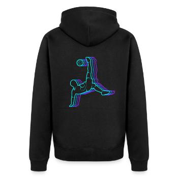 Fussball vintage Kinder Fußballer Herren Fußball - Unisex Premium Bio Zip Hoodie - Schwarz - Hinten - Nico (187cm)