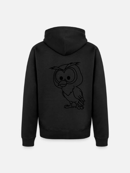 Eule Comic Tier - Unisex Premium Bio Zip Hoodie - Schwarz