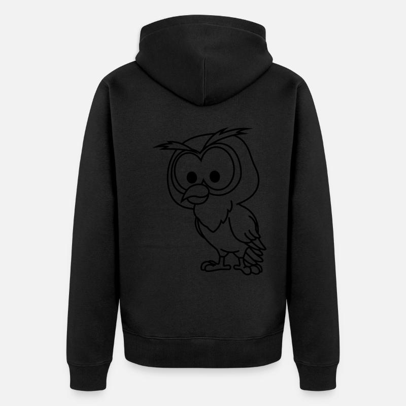 Eule Comic Tier - Unisex Premium Bio Zip Hoodie - Schwarz