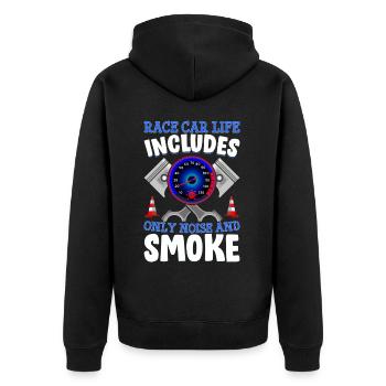 The racing car life includes only noise and smoke - - Unisex Premium Organic Zip Hoodie - black - Back - Nico (187cm)