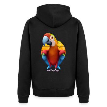 Macaw - Unisex Premium Organic Zip Hoodie - black - Back - Nico (187cm)