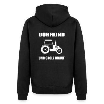 Dorfkind - Unisex Premium Bio Zip Hoodie - Schwarz - Hinten - Nico (187cm)