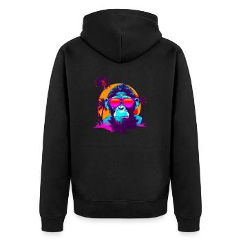 CoolChimpSunglassesRetroSunset - Unisex Premium Bio Zip Hoodie - Schwarz - Hinten - Nico (187cm)