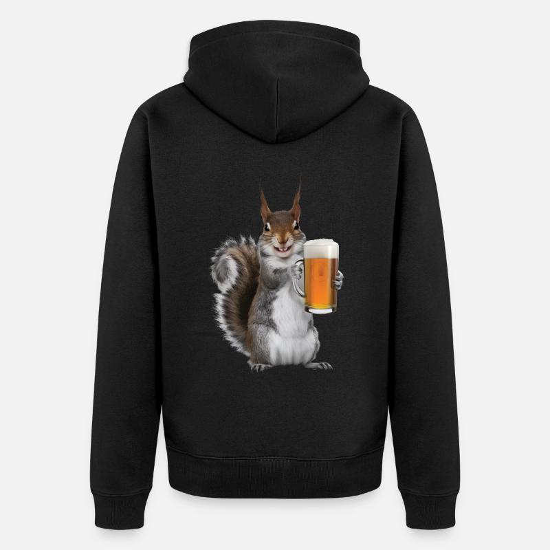 Eichhörnchen Bier - Unisex Premium Bio Zip Hoodie - Schwarz