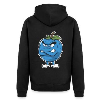 Blaubeere - Unisex Premium Bio Zip Hoodie - Schwarz - Hinten - Nico (187cm)