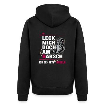 Angler angelt Barsch Angelhaken Angelschein - Unisex Premium Bio Zip Hoodie - Schwarz - Hinten - Nico (187cm)