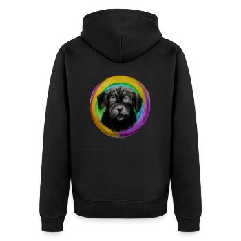 Rainbow Dog Briard - Unisex Premium Organic Zip Hoodie - black - Back - Nico (187cm)