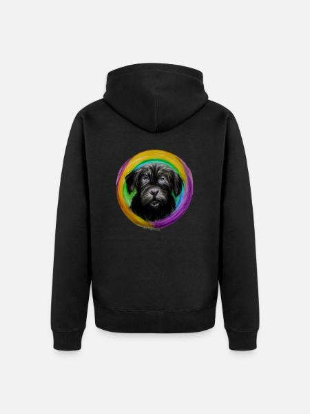 Rainbow Dog Briard - Unisex Premium Organic Zip Hoodie - black