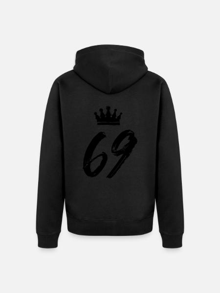 69 Zahl Krone - Unisex Premium Bio Zip Hoodie - Schwarz