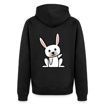 Hase Comic Tier - Unisex Premium Bio Zip Hoodie - Schwarz - Hinten - Nico (187cm)