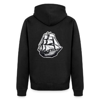 Pirate Ship / Boat / Sea / Ocean / Waves - Unisex Premium Organic Zip Hoodie - black - Back - Nico (187cm)