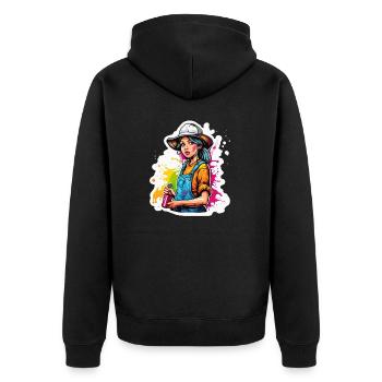 Farmer / Farmer / Farm / Harvest / Woman - Unisex Premium Organic Zip Hoodie - black - Back - Nico (187cm)