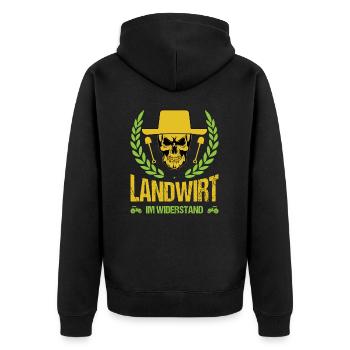 Bauern Protest Landwirt Im Widerstand Bauerndemo - Unisex Premium Bio Zip Hoodie - Schwarz - Hinten - Nico (187cm)