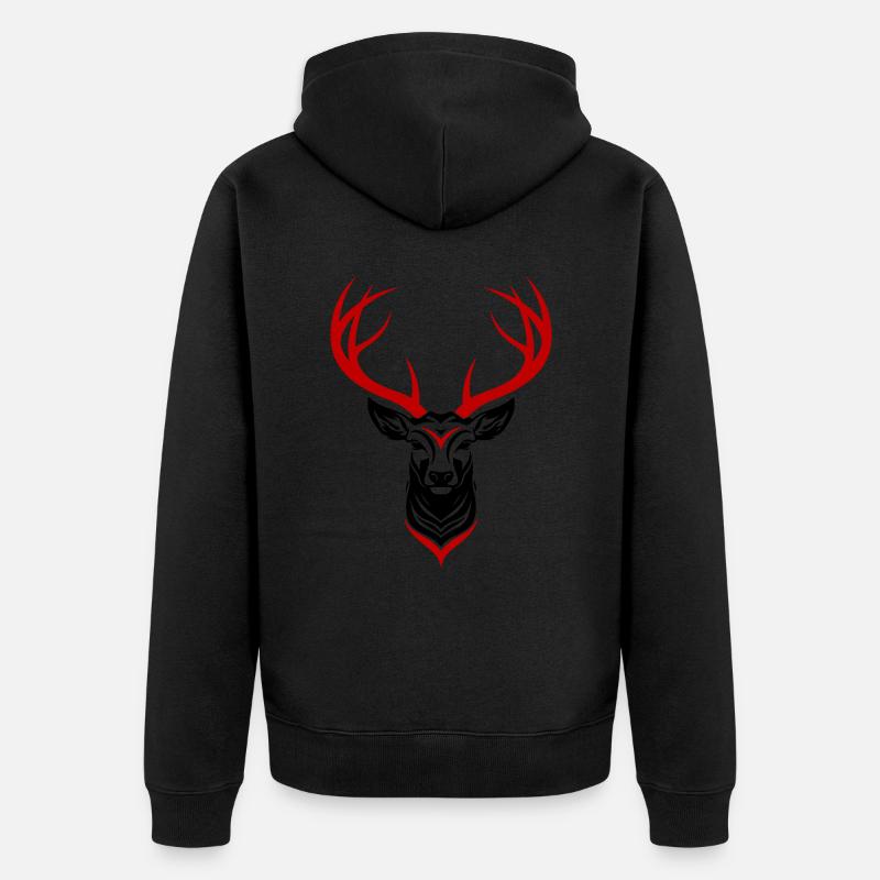 Hirsch Kopf - Unisex Premium Bio Zip Hoodie - Schwarz
