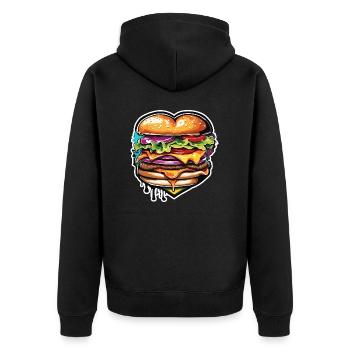 Burgers / Fast Food / Food / Buns / Beef - Unisex Premium Organic Zip Hoodie - black - Back - Nico (187cm)