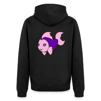 Kleiner süßer Fisch - Unisex Premium Bio Zip Hoodie - Schwarz - Hinten - Nico (187cm)
