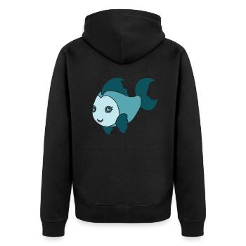 Kleiner süßer Fisch - Unisex Premium Bio Zip Hoodie - Schwarz - Hinten - Nico (187cm)