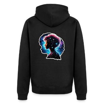 Silhouette / Wald / Porträt / Bäume / Person - Unisex Premium Bio Zip Hoodie - Schwarz - Hinten - Nico (187cm)