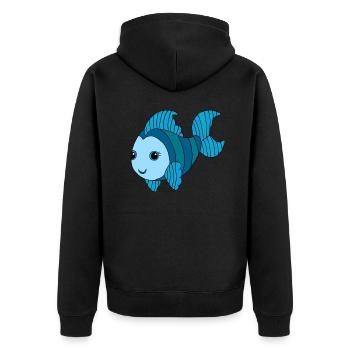 Bunter Fisch - Unisex Premium Bio Zip Hoodie - Schwarz - Hinten - Nico (187cm)